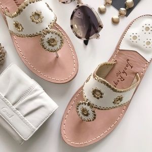 Jack Rogers Nantucket Sandals - Gold and White